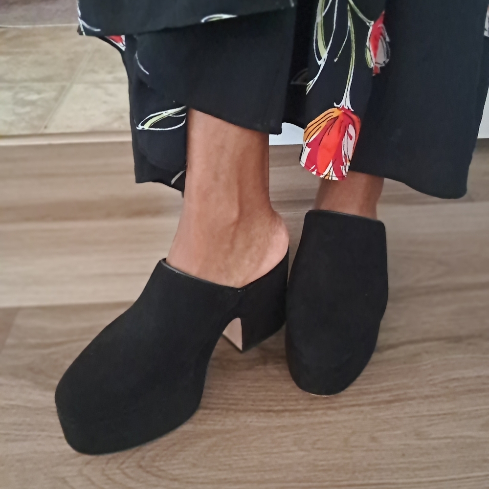 Kate Spade Black Mules with Chunky Block Heel